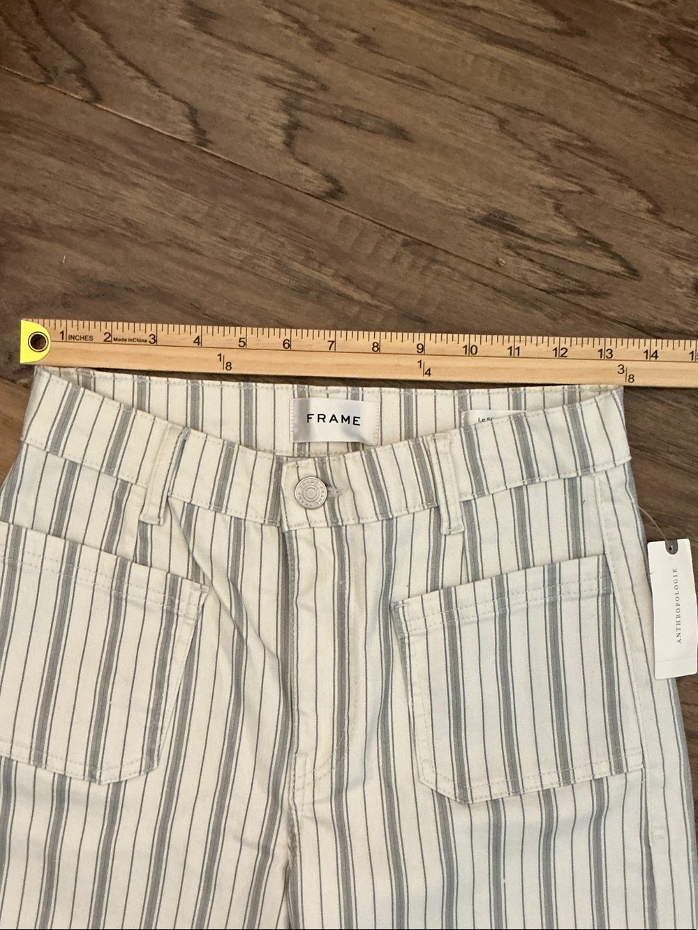 Frame Le Slim Palazzo 27 HighRise white/blue stripe  Wide Leg Jeans - Picture 6 of 11